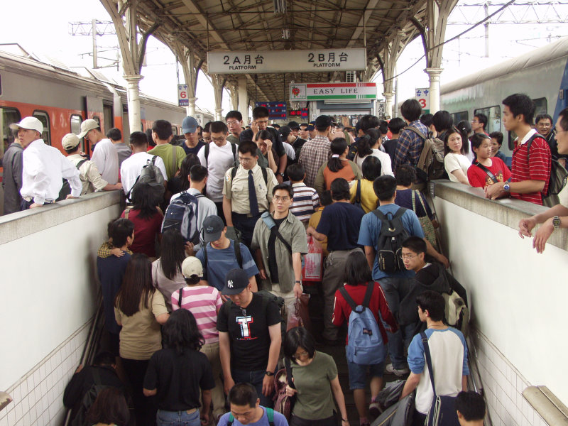 台灣鐵路旅遊攝影台中火車站月台旅客2002年攝影照片36
